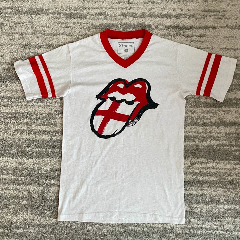 Rolling Stones British tongue jersey style V-neck Graphic T-shirt